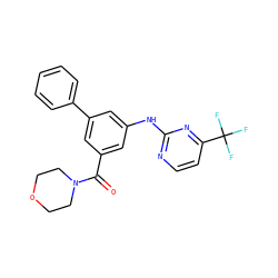 O=C(c1cc(Nc2nccc(C(F)(F)F)n2)cc(-c2ccccc2)c1)N1CCOCC1 ZINC000145270453