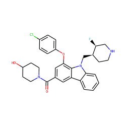O=C(c1cc(Oc2ccc(Cl)cc2)c2c(c1)c1ccccc1n2C[C@@H]1CCNC[C@@H]1F)N1CCC(O)CC1 ZINC000028889715