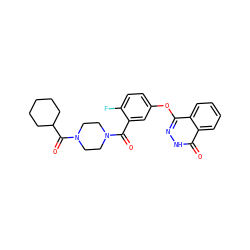 O=C(c1cc(Oc2n[nH]c(=O)c3ccccc23)ccc1F)N1CCN(C(=O)C2CCCCC2)CC1 ZINC000224642163