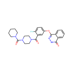 O=C(c1cc(Oc2n[nH]c(=O)c3ccccc23)ccc1F)N1CCN(C(=O)N2CCCCC2)CC1 ZINC000206709564