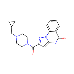 O=C(c1cc2[nH]c(=O)c3ccccc3n2n1)N1CCN(CC2CC2)CC1 ZINC000043079266