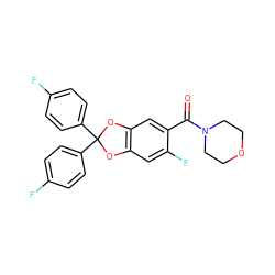 O=C(c1cc2c(cc1F)OC(c1ccc(F)cc1)(c1ccc(F)cc1)O2)N1CCOCC1 ZINC000029053876