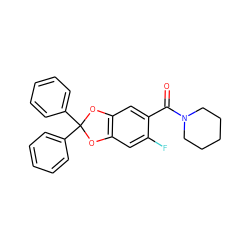 O=C(c1cc2c(cc1F)OC(c1ccccc1)(c1ccccc1)O2)N1CCCCC1 ZINC000029054736