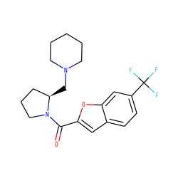 O=C(c1cc2ccc(C(F)(F)F)cc2o1)N1CCC[C@H]1CN1CCCCC1 ZINC000036188015