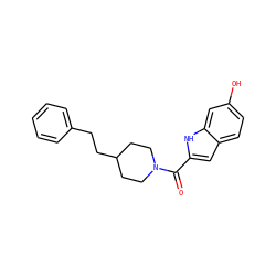 O=C(c1cc2ccc(O)cc2[nH]1)N1CCC(CCc2ccccc2)CC1 ZINC000013554244