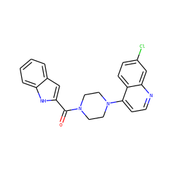 O=C(c1cc2ccccc2[nH]1)N1CCN(c2ccnc3cc(Cl)ccc23)CC1 ZINC000071845658