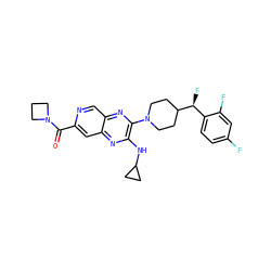 O=C(c1cc2nc(NC3CC3)c(N3CCC([C@@H](F)c4ccc(F)cc4F)CC3)nc2cn1)N1CCC1 ZINC000144449235
