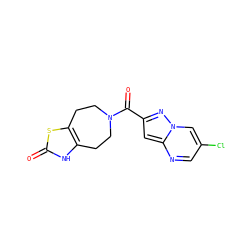 O=C(c1cc2ncc(Cl)cn2n1)N1CCc2[nH]c(=O)sc2CC1 ZINC000150165661