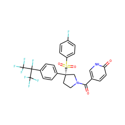O=C(c1ccc(=O)[nH]c1)N1CC[C@](c2ccc(C(F)(C(F)(F)F)C(F)(F)F)cc2)(S(=O)(=O)c2ccc(F)cc2)C1 ZINC001772628247