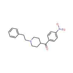 O=C(c1ccc([N+](=O)[O-])cc1)C1CCN(CCc2ccccc2)CC1 ZINC000013473863