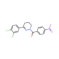 O=C(c1ccc([N+](=O)[O-])cc1)N1CCCC(c2ccc(Cl)c(Cl)c2)=N1 ZINC000013744700