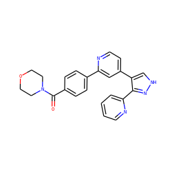 O=C(c1ccc(-c2cc(-c3c[nH]nc3-c3ccccn3)ccn2)cc1)N1CCOCC1 ZINC000013684480