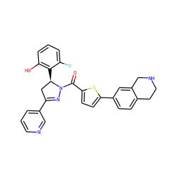 O=C(c1ccc(-c2ccc3c(c2)CNCC3)s1)N1N=C(c2cccnc2)C[C@H]1c1c(O)cccc1F ZINC000071332112