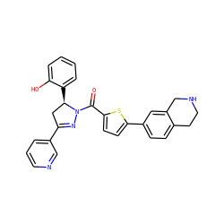 O=C(c1ccc(-c2ccc3c(c2)CNCC3)s1)N1N=C(c2cccnc2)C[C@H]1c1ccccc1O ZINC000071334965