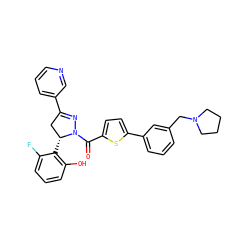 O=C(c1ccc(-c2cccc(CN3CCCC3)c2)s1)N1N=C(c2cccnc2)C[C@H]1c1c(O)cccc1F ZINC000071340912