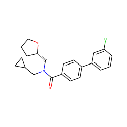 O=C(c1ccc(-c2cccc(Cl)c2)cc1)N(CC1CC1)C[C@@H]1CCCO1 ZINC000040914425