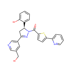 O=C(c1ccc(-c2ccccn2)s1)N1N=C(c2cncc(CO)c2)C[C@H]1c1ccccc1O ZINC000071331977