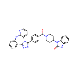O=C(c1ccc(-c2nnc3n2-c2cccnc2Nc2ccccc2-3)cc1)N1CCC(n2c(=O)[nH]c3ccccc32)CC1 ZINC000096173957
