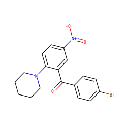 O=C(c1ccc(Br)cc1)c1cc([N+](=O)[O-])ccc1N1CCCCC1 ZINC000004845984