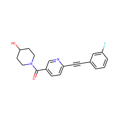 O=C(c1ccc(C#Cc2cccc(F)c2)nc1)N1CCC(O)CC1 ZINC000096933575