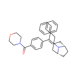 O=C(c1ccc(C(=C2C[C@@H]3CC[C@H](C2)N3CCc2ccccc2)c2ccccc2)cc1)N1CCOCC1 ZINC000026185742