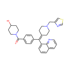 O=C(c1ccc(C(=C2CCN(Cc3cscn3)CC2)c2cccc3cccnc23)cc1)N1CCC(O)CC1 ZINC000082154703