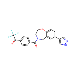 O=C(c1ccc(C(=O)C(F)(F)F)cc1)N1CCOc2ccc(-c3cn[nH]c3)cc2C1 ZINC000095586414