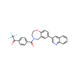 O=C(c1ccc(C(=O)C(F)(F)F)cc1)N1CCOc2ccc(-c3cnc4ccccc4c3)cc2C1 ZINC000095588377