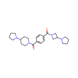 O=C(c1ccc(C(=O)N2CC(N3CCCC3)C2)cc1)N1CCC(N2CCCC2)CC1 ZINC000096284353