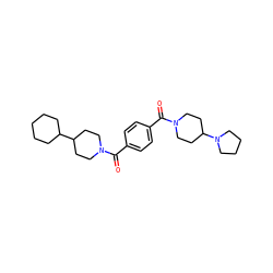 O=C(c1ccc(C(=O)N2CCC(N3CCCC3)CC2)cc1)N1CCC(C2CCCCC2)CC1 ZINC000096284366