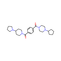 O=C(c1ccc(C(=O)N2CCN(C3CCCC3)CC2)cc1)N1CCC(N2CCCC2)CC1 ZINC000096284360