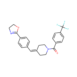 O=C(c1ccc(C(F)(F)F)cc1)N1CCC(=Cc2ccc(C3=NCCO3)cc2)CC1 ZINC000000837305