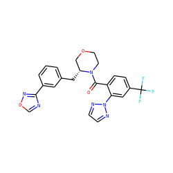 O=C(c1ccc(C(F)(F)F)cc1-n1nccn1)N1CCOC[C@H]1Cc1cccc(-c2ncon2)c1 ZINC000205664788