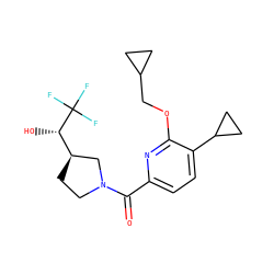 O=C(c1ccc(C2CC2)c(OCC2CC2)n1)N1CC[C@@H]([C@H](O)C(F)(F)F)C1 ZINC000146448649