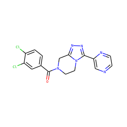 O=C(c1ccc(Cl)c(Cl)c1)N1CCn2c(nnc2-c2cnccn2)C1 ZINC000095565693