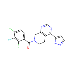 O=C(c1ccc(Cl)c(F)c1Cl)N1CCc2c(ncnc2-c2ccn[nH]2)C1 ZINC000219417862