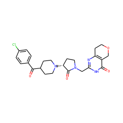 O=C(c1ccc(Cl)cc1)C1CCN([C@@H]2CCN(Cc3nc4c(c(=O)[nH]3)COCC4)C2=O)CC1 ZINC000207771918