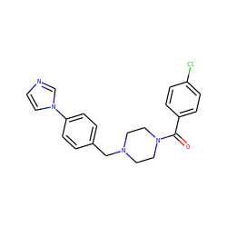 O=C(c1ccc(Cl)cc1)N1CCN(Cc2ccc(-n3ccnc3)cc2)CC1 ZINC000040423330