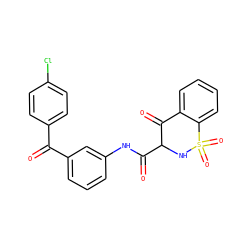 O=C(c1ccc(Cl)cc1)c1cccc(NC(=O)C2NS(=O)(=O)c3ccccc3C2=O)c1 ZINC000101331136