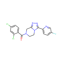 O=C(c1ccc(Cl)cc1Cl)N1CCn2c(nnc2-c2ccc(F)cn2)C1 ZINC000095565733