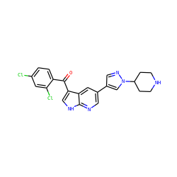 O=C(c1ccc(Cl)cc1Cl)c1c[nH]c2ncc(-c3cnn(C4CCNCC4)c3)cc12 ZINC000473091423