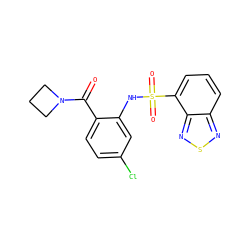 O=C(c1ccc(Cl)cc1NS(=O)(=O)c1cccc2nsnc12)N1CCC1 ZINC000035065177