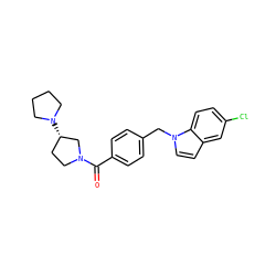 O=C(c1ccc(Cn2ccc3cc(Cl)ccc32)cc1)N1CC[C@H](N2CCCC2)C1 ZINC000045373811