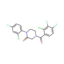 O=C(c1ccc(F)c(F)c1Cl)N1CCN(c2ccc(F)cc2Cl)C(=O)C1 ZINC000059282937