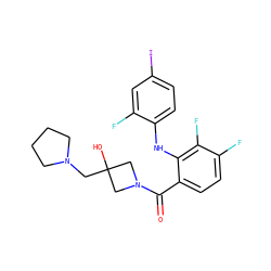 O=C(c1ccc(F)c(F)c1Nc1ccc(I)cc1F)N1CC(O)(CN2CCCC2)C1 ZINC000060325028