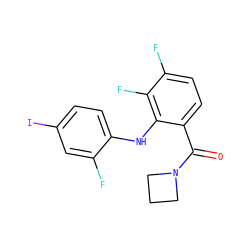O=C(c1ccc(F)c(F)c1Nc1ccc(I)cc1F)N1CCC1 ZINC000060326357
