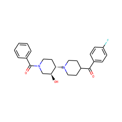 O=C(c1ccc(F)cc1)C1CCN([C@H]2CCN(C(=O)c3ccccc3)C[C@@H]2O)CC1 ZINC000072182614