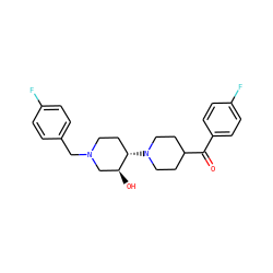 O=C(c1ccc(F)cc1)C1CCN([C@H]2CCN(Cc3ccc(F)cc3)C[C@@H]2O)CC1 ZINC000072180783