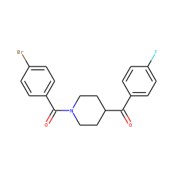 O=C(c1ccc(F)cc1)C1CCN(C(=O)c2ccc(Br)cc2)CC1 ZINC000049808629