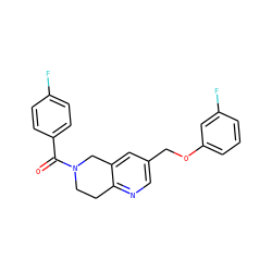 O=C(c1ccc(F)cc1)N1CCc2ncc(COc3cccc(F)c3)cc2C1 ZINC000169326808